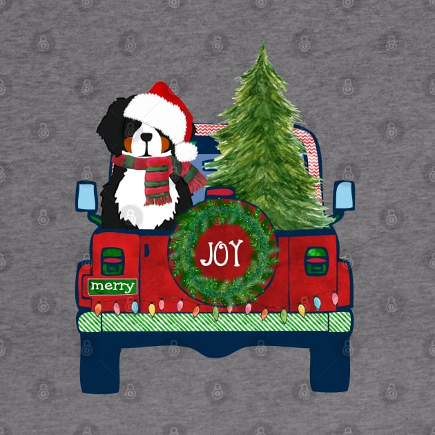 Cute Bernese Mt Dog Christmas Jeep by EMR_Designs